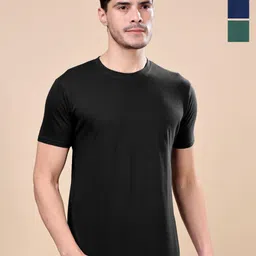 TQH Men Pack of 3 Dry Fit Solid Round Neck Slim Fit T-shirts-picture-45
