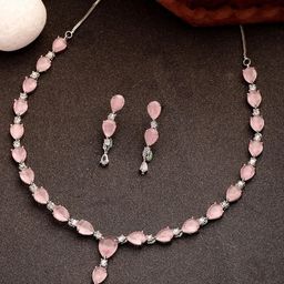 NVR Silver-Plated CZ Studded Jewellery Set-27