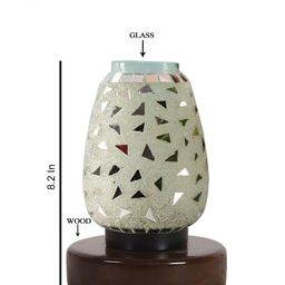 Aura White & Cream Colored Textured Glass Lamp With Wood Base-picture-48