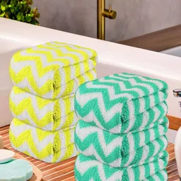 Kuber Industries 6-Pcs Yellow & Green Printed 250 GSM Face Towels-11