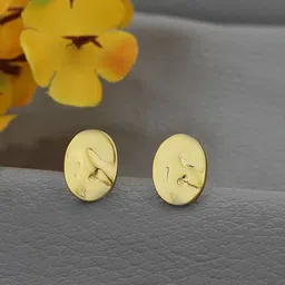 VANBELLE Sterling Silver Gold-Plated Oval Shaped Studs-11