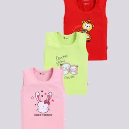 MoonKids Infants Pack Of 3 Printed Cotton Basic Vests R2-MK_Vest_319-27