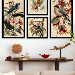 Kotart Black & Red 4 Pieces Birds and Animals Wooden Wall Arts-picture-47