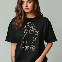 Storeily Women Graphic Printed Round Neck Cotton Oversized T-shirt-picture-18