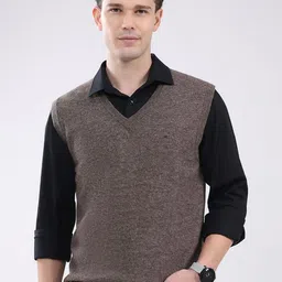Monte Carlo Men V-Neck Woollen Sweater Vest-image-51