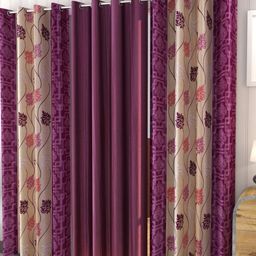 Galaxy Home Decor Purple 3 Pieces Floral Door Curtain-image-60