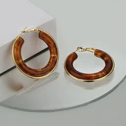 Carlton London Gold-Plated Stainless Steel Circular Hoop Earrings-55