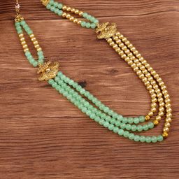 JIYANSHI FASHION Gold-Plated Artificial Beads Layered Statement Necklace-56