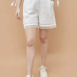 Colour Me by Melange Women Self Design Cotton Shorts-image-58