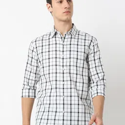 MARK & ALBERT Men India Slim Fit Spread Collar Checked Cotton Casual Shirt-image-79