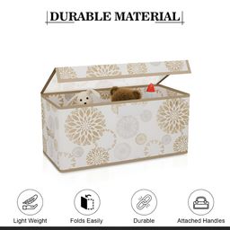 Aura White & Gold-Toned 4 Pieces Floral Printed Drawer Organiser With Transparent Lid image 5