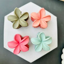 Radhya Accessories Women Set of 4 Flower Matte 6 cm Claw Clip-17