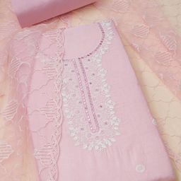 Soch Floral Embroidered Sequinned Chanderi Unstitched Dress Material-17