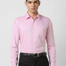 Van Heusen Vertical Stripes Printed Slim Fit Opaque Formal Cotton Shirt-image-14