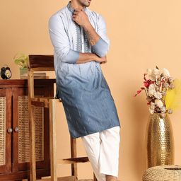 Jompers Men Ombre Embroidered Regular Thread Work Kurta with Pyjamas image 5