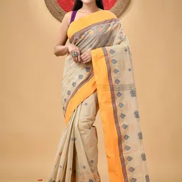 DESH BIDESH Women Woven Design Pure Cotton Handloom Taant Saree-image-34