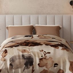 Boutique Living India Brown & Off White Floral Mink AC Room Double Bed Blanket-image-3