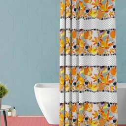 ArtzFolio White & Orange Printed Waterproof Shower Curtain-image-46