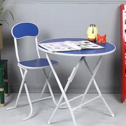 The Tickle Toe Kids Blue & White Wooden & Metal Foldable Study Table-picture-7