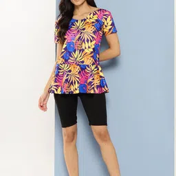 BAESD Printed Plus Size Swimming Dress With Goggle-21