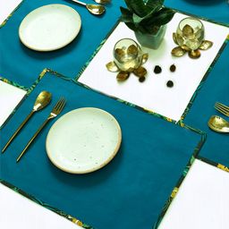 Myntra Elegant Homes 4-Pcs Blue Cotton Table Placemats-image-45