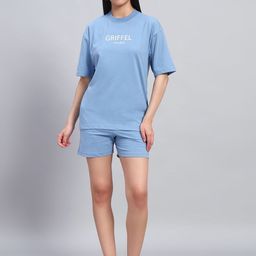 GRIFFEL Oversized-Fit Pure Cotton T-Shirt & Shorts Co-Ord Set-image-53