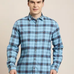 Turtle Relaxed Slim Fit Tartan Checks Pure Cotton Casual Opaque Shirt-picture-29