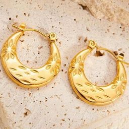 Estailo fashion Gold Plated Contemporary Hoop Earrings-image-96