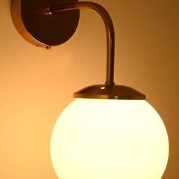1ST TIME White & Gold-Toned Glass Spherical Shaped Wall Lamp-picture-23