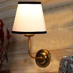Devansh White & Gold-Toned Colourblocked Metal Frustum Shaped Wall Lamp-image-81