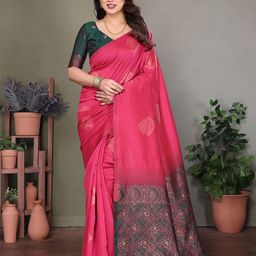 BLEESBURY Woven Design Zari Pure Silk Banarasi Saree-image-26
