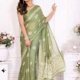 FABMORA Floral Poly Chiffon Saree-picture-46