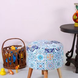 Shadowkart Blue & White Printed Pouffes For Sitting Ottomans-image-42