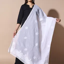Fashionable Chikan Handikraft Embroidered Dupatta with Chikankari-56