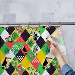 ArtzFolio Yellow and Black Printed Waterproof Shower Curtain-image-38