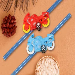 UNIVERSITY TRENDZ Kids 2Pcs Red & Blue Scooter Rakhis With Roli & Chawal-21