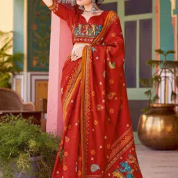 Saree mall Kalamkari Silk Blend Tussar Sarees-picture-10