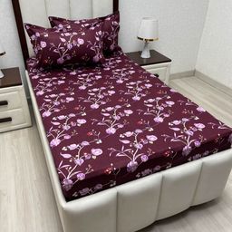 Pure Decor Purple And Red Floral Printed 260 TC Single Bedsheet Set 1.73 m x 2.36 m-image-51
