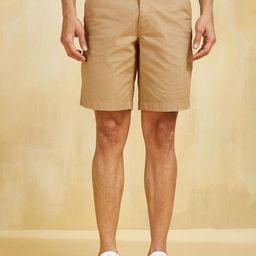 Fabindia Men Relaxed Fit Mid-Rise Cotton Knee Length Shorts-image-67