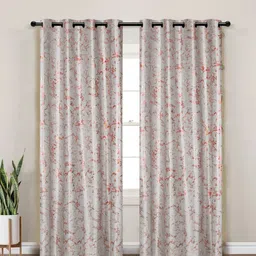 Myntra Elegant Homes Off White & Orange Set of 2 Black Out Door Curtain-12