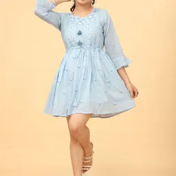 Puretouch Floral Embroidered A-Line Dress-picture-33