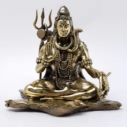 Exotic India 6" Superfine Blessing Lord Shiva Brass Statue-image-26