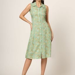 Chandbaali Women Floral Printed A-Line Knee Length Sleeveless Dress-image-39