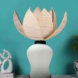 Devansh Beige Glass Traditional Abstract Shaped Table Lamp-24