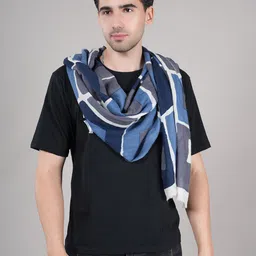 MUFFLY Unisex Abstract Printed Pure Wool Stole-image-5