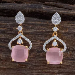 Kushal's Fashion Jewellery Rhodium-Plated Cubic Zirconia Studded Square Drop Earrings-4
