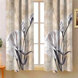 Steve & Anderson Ozzon White & Beige 2 Pieces Floral Black Out Window Curtain (5 Feet)-image-6