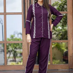 MITTOO Embroidered Shirt With Trousers Co-Ords-image-80