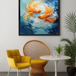 999Store Blue & Orange Colored Goldfish Printed Canvas Wall Art-picture-49