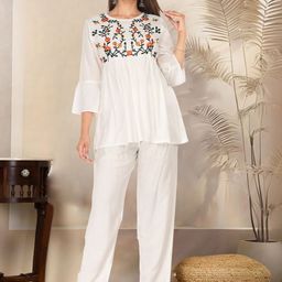 MARISY Floral Embroidered Top With Trousers-picture-15